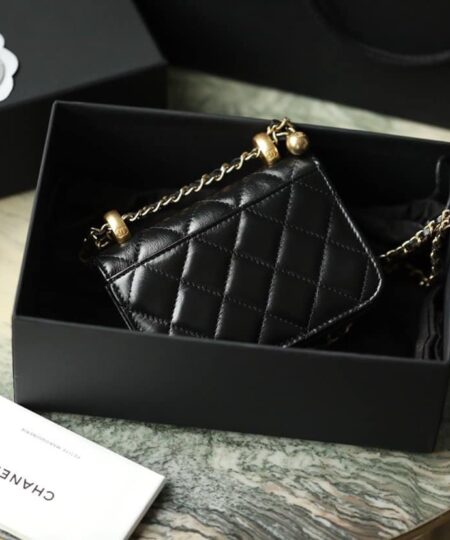 Alternative view of Chanel CO-CO Clutch With Chain 9.5cm/3.7in Gold Toned Hardware For Women Black