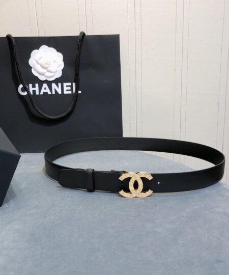 Chanel Belt With Double C Buckle Black With Full Gold Toned Hardware Women Belt