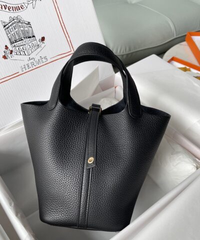 Hermes Picotin Lock 18 Bag Black For Women, Women’s Handbags 7.1in/18cm