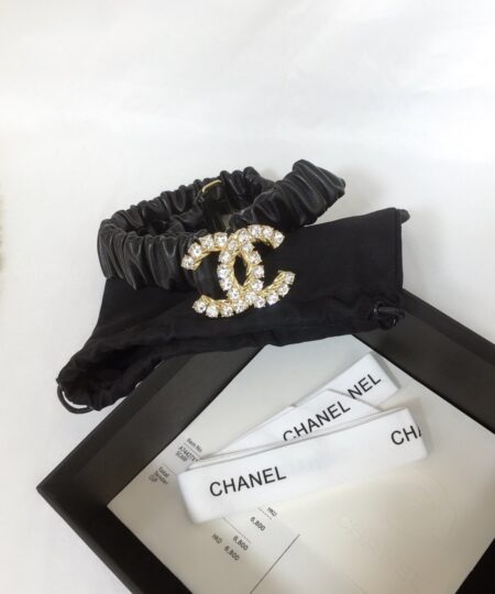 Alternative view of Chanel Belt With Double C Buckle Black With Gold-Toned Metal and Strass Hardware Women Belt