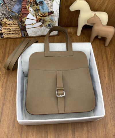 Hermes Halzan 31 Brown, Silver Toned Hardware Bag For Women, Women’s Handbags, Shoulder Bags 12.2in/31cm