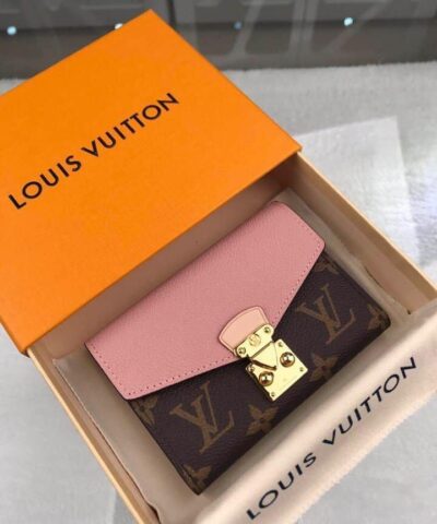Louis Vuitton Pallas Compact Wallet Combines Monogram Canvas Pink For Women, 13cm LV M67478