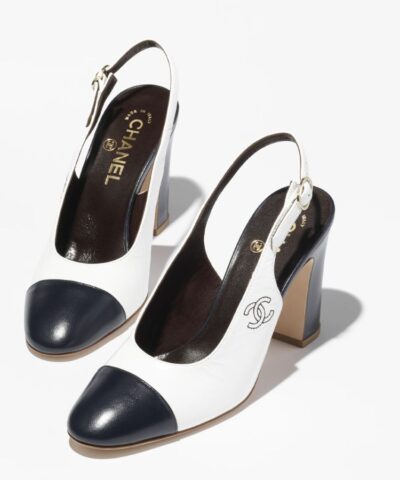 Chanel Slingbacks White And Black For Women- G45564 B15702 NV160