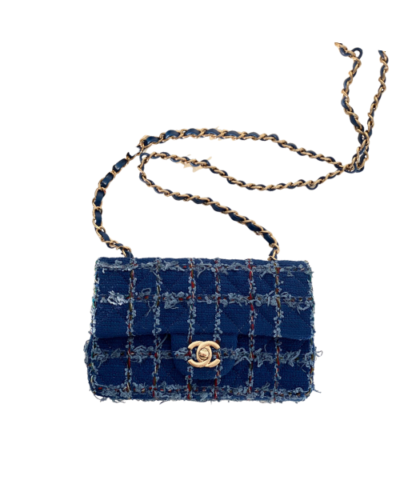 Small Flap Bag With Top Handle Blue For Women 9.8in/25cm