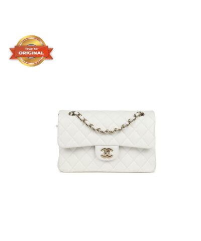 [True-to-ORIGINAL] Chanel Small Classic Double Flap White For Women 9in/23cm