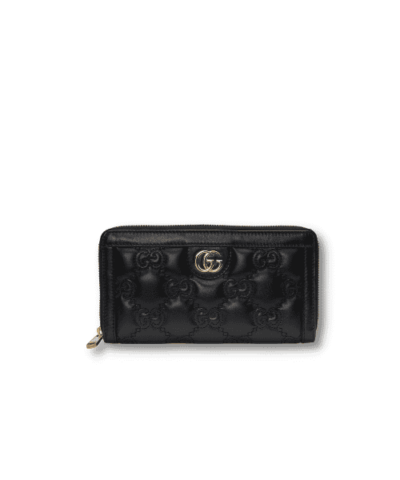 Gucci GG Matelasse Zip-Around Wallet Black For Women 723784 UM8IG 1000 7.6 in/ 19.5 cm