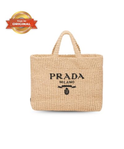 [True-to-ORIGINAL] Prada Crochet Tote Bag Beige For Women 15.7in/40cm 1BG392_2A2T_F0018_V_OOL
