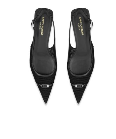 Saint Laurent Slingback Mesh Pumps Black For Women 763171AACSW1000
