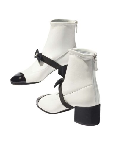 Chanel Short Boots White And Black For Women- G45087 B13291 NP674