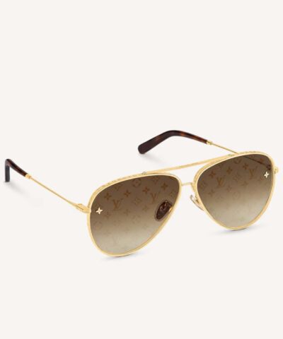 Louis Vuitton The LV Pilot Sunglasses Gold For Women Z1620U