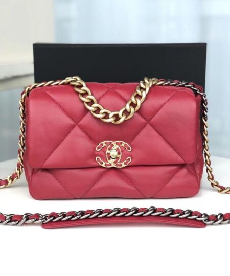 Chanel 19 Handbag 26cm Red For Women AS1160