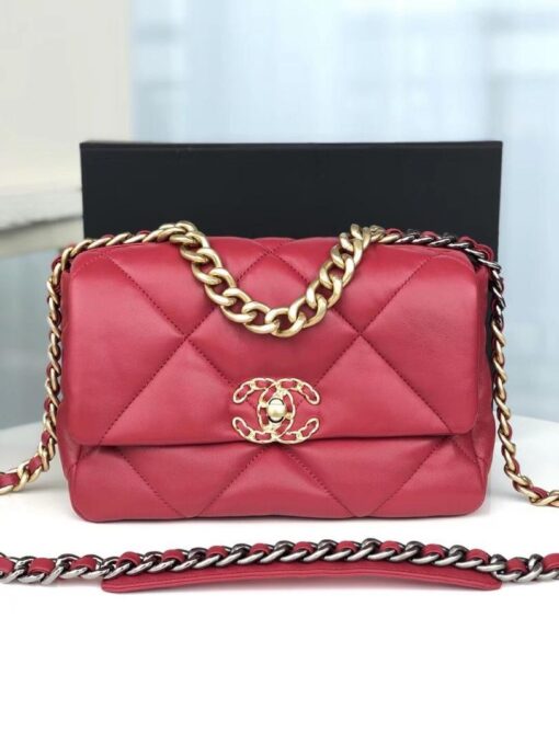 Chanel 19 Handbag 26cm Red For Women AS1160