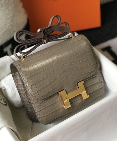 Hermes Mini Constance Bag Grey For Women Gold Color Hardware 7.1in/18cm