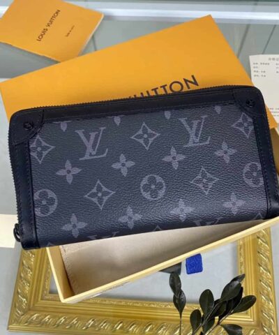 Louis Vuitton Zippy Wallet Trunk Monogram Eclipse For Men 7.7in/19.5cm LV M80558