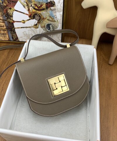Hermes Mosaique 17 Grey, Gold Toned Hardware Bag For Women, Women’s Handbags, Shoulder Bags 6.7in/17cm