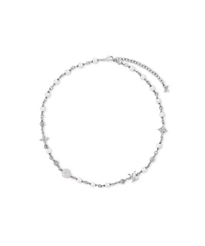 Louis Vuitton Pearls Necklace Silver For Men 43cm/17in – M02448