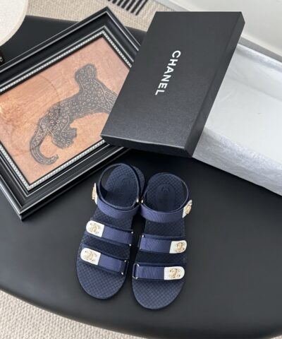 Chanel Sandals Navy Blue For Women