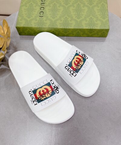 Gucci Men’s Slide Sandal With GG Web White For Men 407345