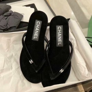 Chanel Black Thongs For Women