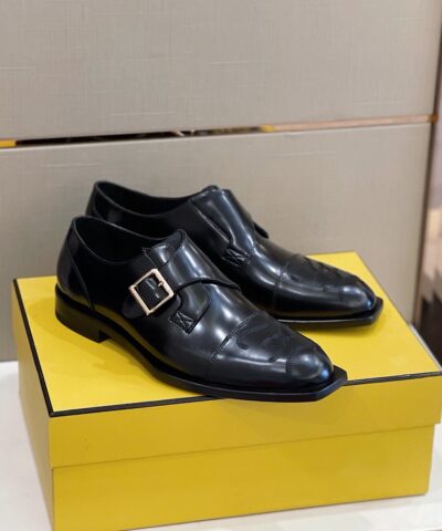 Fendi Monk Strap Shoes Black For Men