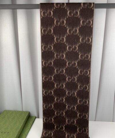 Gucci GG Wool Stole Scarf Brown 75in/190cm