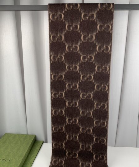 Alternative view of Gucci GG Wool Stole Scarf Brown 75in/190cm