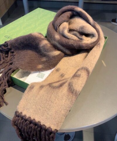 Gucci GG Cashmere Jacquard Scarf Brown 87in/220cm