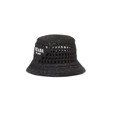 Prada Woven Fabric Bucket Hat Black For Women 1HC137_2A2T_F0002