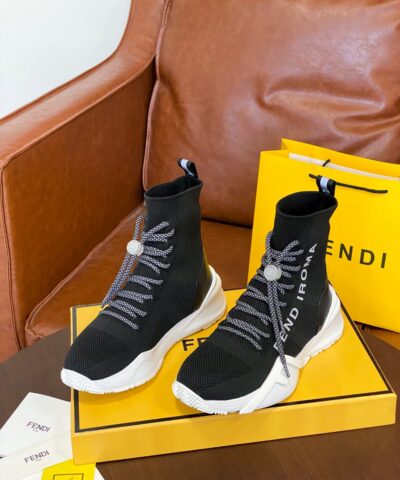 Fendi High Top Sneakers Black White For Men