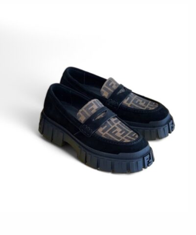 Fendi FD O’Lock Nubuck Loafers Brown For Men