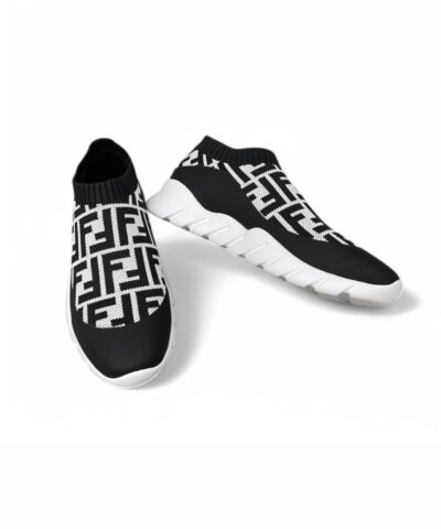 Fendi FD Slip-On Sneakers Black And White For Men