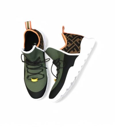 Fendi FD Technical Mesh High-Tops Sneakers Green For Men