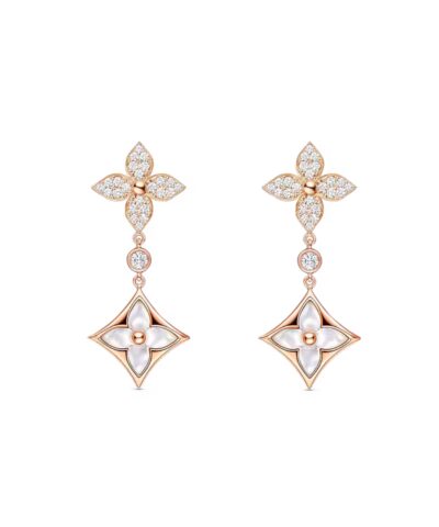 Louis Vuitton Color Blossom Double Star Long Earrings Pink-Toned For Women Q06489