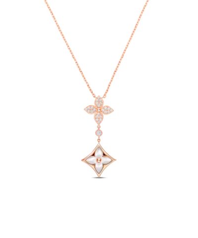 Louis Vuitton Color Blossom Double Star Pendant Necklace Pink-Toned For Women Q94676
