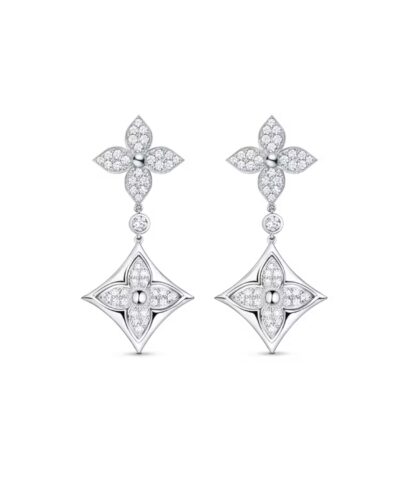 Louis Vuitton Color Blossom Long Earrings Silver-Toned For Women Q96501