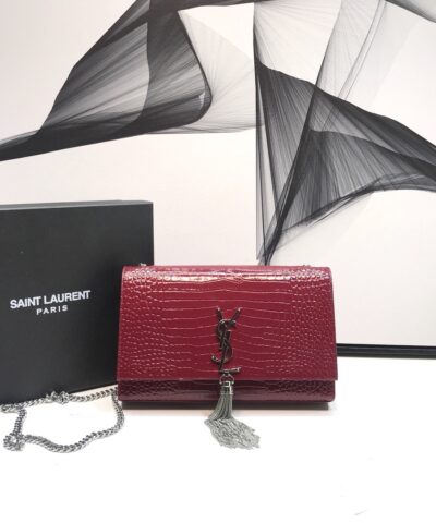 Saint Laurent Kate Medium Chain Bag With Tassel In Grain De Poudre Beige For Women 9.4in/24cm YSL