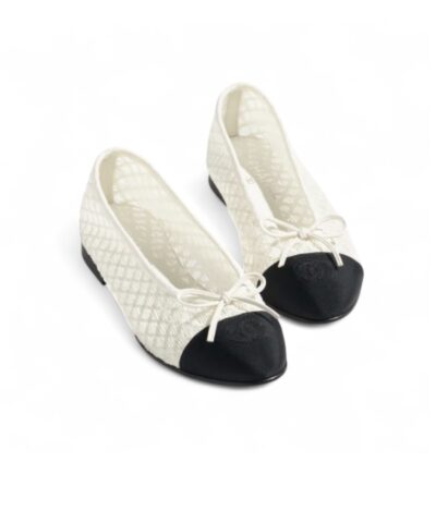 Chanel Ballet Flats White/Black For Women G02819-B20352-U0612