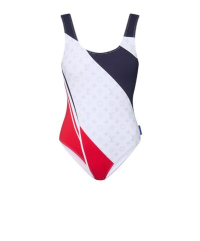 Louis Vuitton LV x AC Flag One-Piece Swimsuit White For Women 1AFZEM