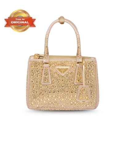 [True-to-ORIGINAL] Prada Galleria Satin Mini-Bag With Crystals Platinum For Women 7.9in/20cm 1BA906_2AWL_F0522_V_EOY