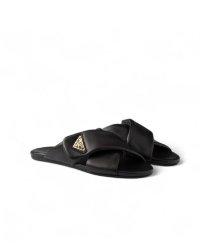 Prada Padded Leather Slides Black For Women 1XX713_ZHP_F0002_F_005
