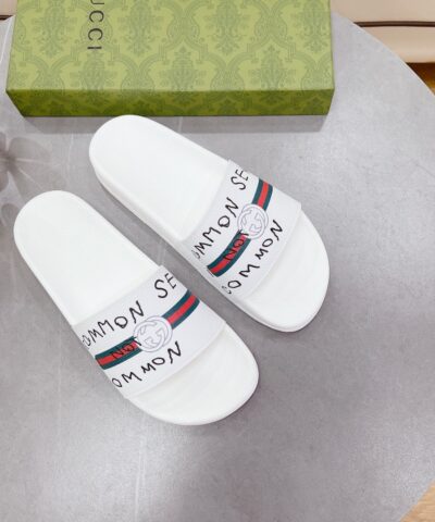Gucci Women’s GG Slide Sandal With Web Common White For Women 407345