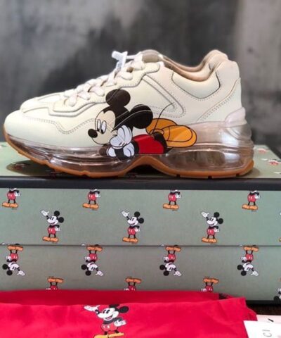 Gucci x Disney Mickey Rhyton Dad Transparent Sole Sneakers White For Women GG