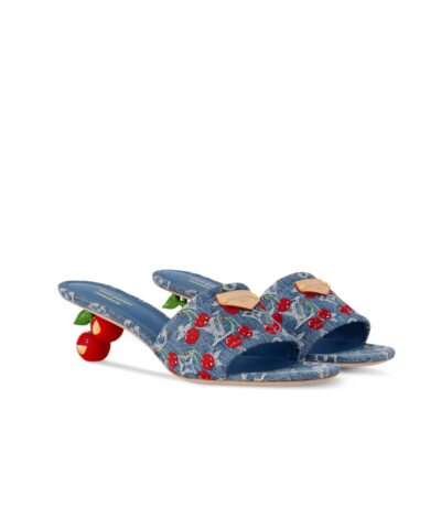 Louis Vuitton LV x TM Lily Mule Cherry Denim For Women 1AHLTF