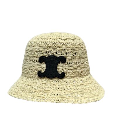 Celine Bucket Hat In Raffia Beige For Women 57cm/22.4in